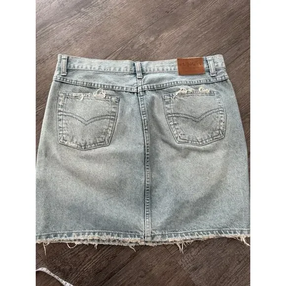 Le Jealous Vintage Denim Skirt Y2K Beaded Floral 42 Large Boho Hippie Festival - Picture 4 of 9